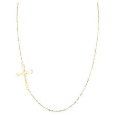 Pre-owned I. Reiss Hand-crafted 14k Yellow Gold East-to-west Off-center Cross Necklace