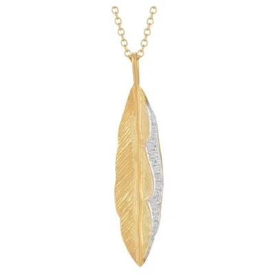 Pre-owned I. Reiss Hand-crafted 14k Yellow Gold Feather Pendant