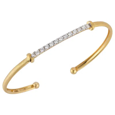 Pre-owned I. Reiss Hand-crafted 14k Yellow Gold Flexible Bangle Bracelet.
