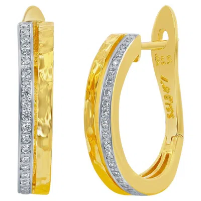 Pre-owned I. Reiss Hand-crafted 14k Yellow Gold Hammered Huggies Earrings