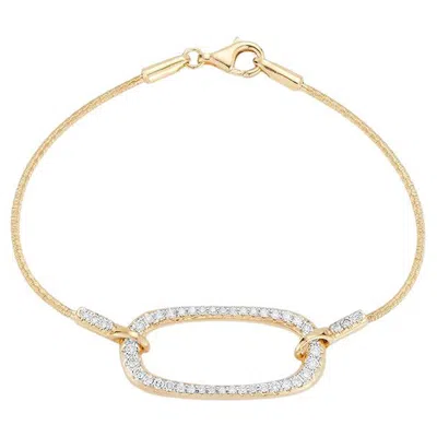 Pre-owned I. Reiss Hand-crafted 14k Yellow Gold Mesh Bracelet Set With A Diamond Ellipse Motif
