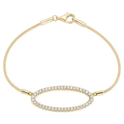 Pre-owned I. Reiss Hand-crafted 14k Yellow Gold Mesh Bracelet Set With A Diamond Oval Motif