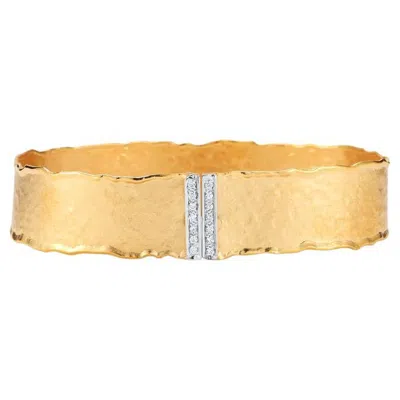 Pre-owned I. Reiss Hand-crafted 14k Yellow Gold Narrow Cuff Bracelet