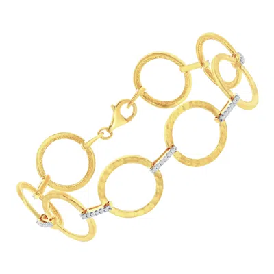 Pre-owned I. Reiss Hand-crafted 14k Yellow Gold Open Circle Link Bracelet