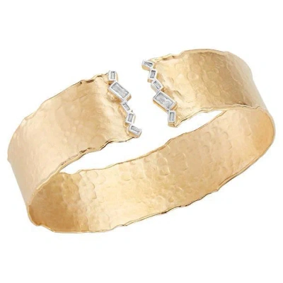 Pre-owned I. Reiss Hand-crafted 14k Yellow Gold Open Cuff Bracelet