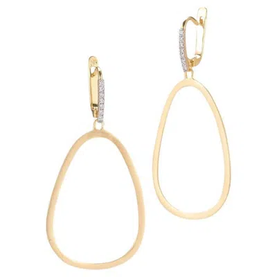 Pre-owned I. Reiss Hand-crafted 14k Yellow Gold Open Egg-shaped Dangling Earrings