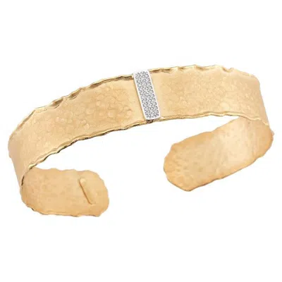 Pre-owned I. Reiss Hand-crafted 14k Yellow Gold Open Narrow Cuff Bracelet