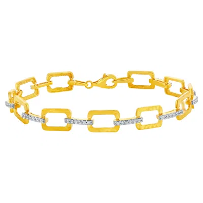 Pre-owned I. Reiss Hand-crafted 14k Yellow Gold Open Rectangle Link Bracelet