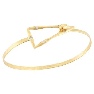 Pre-owned I. Reiss Hand-crafted 14k Yellow Gold Open Triangle Bangle Bracelet