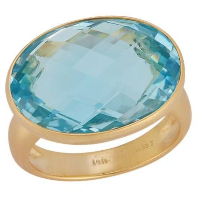 Pre-owned I. Reiss Hand-crafted 14k Yellow Gold Oval Blue Topaz Cocktail Ring