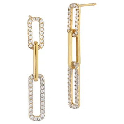 Pre-owned I. Reiss Hand-crafted 14k Yellow Gold "paperclip" Open Link Dangling Earrings