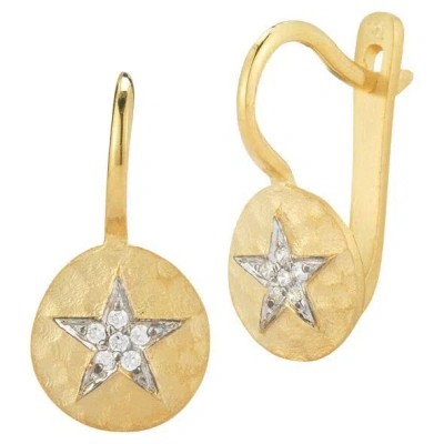 Pre-owned I. Reiss Hand-crafted 14k Yellow Gold Star Earrings