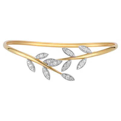 Pre-owned I. Reiss Hand-crafted 14k Yellow Gold Vine Leaf Bangle Bracelet
