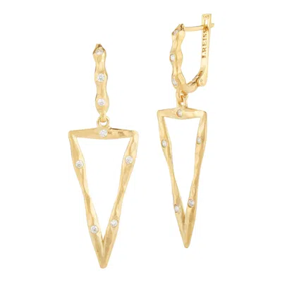 Pre-owned I. Reiss Handcrafted Satin-finished Dangling Triangle Earrings In Multi