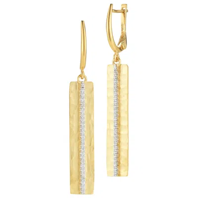 Pre-owned I. Reiss Handcrafted Yellow Gold Handcrafted Hammered Dog-tag Earrings