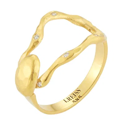 Pre-owned I. Reiss Hand-crafted Yellow Gold Open Free-form Hammered Ring