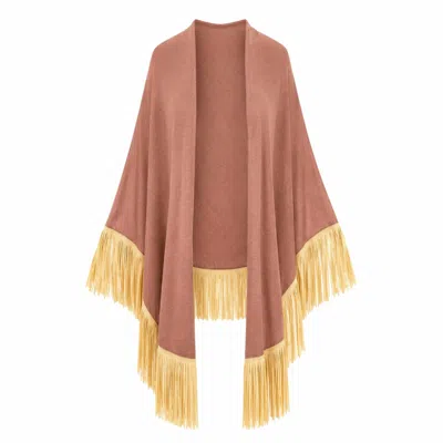 I Rocchi Cashmere Pink Women's Pure Linen Shawl With Raffia Fringing