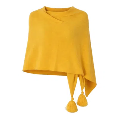 I Rocchi Cashmere Women's Pure Cashmere Lightweight Poncho - Yellow