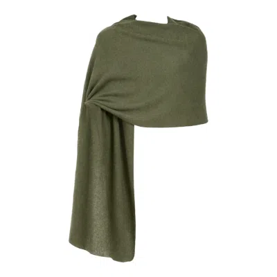 I Rocchi Cashmere Women's Pure Cashmere Lightweight Shawl - Olive Green
