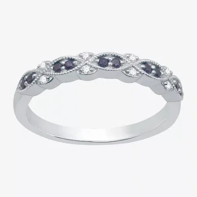 I Said Yes 1/2 Ct. T.w. Lab Created Blue Sapphire Sterling Silver Or 14k Gold Over Silver Wedding Band In Multi