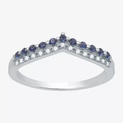 I Said Yes Diamond Accent Lab Created Sapphire Sterling Silver Or 14k Gold Over Silver Wedding Band