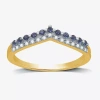 I Said Yes Diamond Accent Lab Created Sapphire Sterling Silver Or 14k Gold Over Silver Wedding Band In Gold