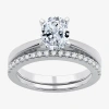 I Said Yes (g / Si1-si2) Womens 1 1/4 Ct. T.w. Lab Grown White Diamond Sterling Silver Oval Side Stone Solitair In Transparent