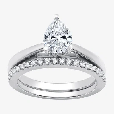 I Said Yes (g / Si1-si2) Womens 1 1/4 Ct. T.w. Lab Grown White Diamond Sterling Silver Pear Solitaire Bridal Se