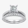 I Said Yes (g / Si1-si2) Womens 1 1/4 Ct. T.w. Lab Grown White Diamond Sterling Silver Solitaire Bridal Set In Silver
