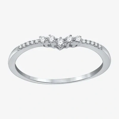 I Said Yes (h-i / I1) 1/10 Ct. T.w. Lab Grown White Diamond Sterling Silver Or 14k Gold Over Silver Curved Chev In Metallic