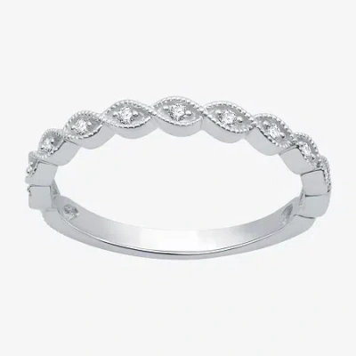 I Said Yes (h-i / I1) 1/10 Ct. T.w. Lab Grown White Diamond Sterling Silver Or 14k Gold Over Silver Wedding Ban In Metallic