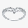 I Said Yes (h-i / I1) 1/5 Ct. T.w. Lab Grown White Diamond Sterling Silver Or 14k Gold Over Silver Chevron Wedd In Metallic