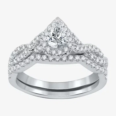 I Said Yes (h-i / I1) Womens 1 Ct. T.w. Lab Grown White Diamond Sterling Silver Or 14k Gold Over Silver Pear Si In Metallic