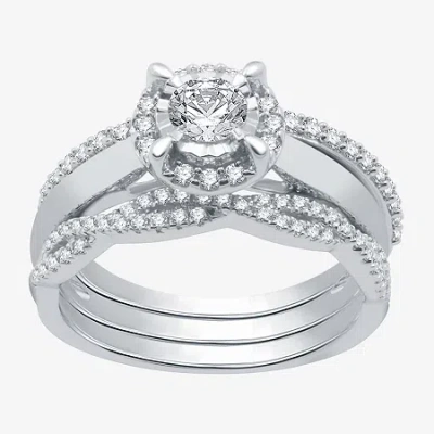 I Said Yes (h-i / I1) Womens 1 Ct. T.w. Lab Grown White Diamond Sterling Silver Or 14k Gold Over Silver Round S In Metallic