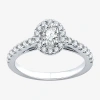 I Said Yes (h-i / I1) Womens 1 Ct. T.w. Lab Grown White Diamond Sterling Silver Oval Side Stone Halo Engagement In Silver