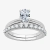 I Said Yes (h-i / I1) Womens 1 Ct. T.w. Lab Grown White Diamond Sterling Silver Oval Solitaire Bridal Set In Silver