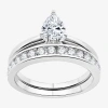 I Said Yes (h-i / I1) Womens 1 Ct. T.w. Lab Grown White Diamond Sterling Silver Pear Bridal Set In Silver