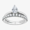 I Said Yes (h-i / I1) Womens 1 Ct. T.w. Lab Grown White Diamond Sterling Silver Pear Solitaire Bridal Set In Silver