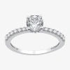 I Said Yes (h-i / I1) Womens 1 Ct. T.w. Lab Grown White Diamond Sterling Silver Round Side Stone Engagement Rin In Silver