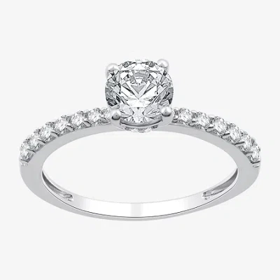 I Said Yes (h-i / I1) Womens 1 Ct. T.w. Lab Grown White Diamond Sterling Silver Round Side Stone Engagement Rin