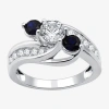 I Said Yes (h-i / I1) Womens 1 Ct. T.w. Lab Grown White Diamond Sterling Silver Round Side Stone Engagement Rin In Silver