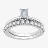 I Said Yes (h-i / I1) Womens 1 Ct. T.w. Lab Grown White Diamond Sterling Silver Solitaire Bridal Set In Silver