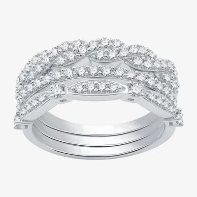 I Said Yes (h-i / I1) Womens 1 Ct. T.w. Lab Grown White Diamond Sterling Silver Wedding Ring Set In Metallic