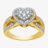 I Said Yes (h-i / I1) Womens 1/2 Ct. T.w. Lab Grown White Diamond 14k Gold Over Silver Sterling Silver Heart Si In Gold