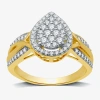 I Said Yes (h-i / I1) Womens 1/2 Ct. T.w. Lab Grown White Diamond 14k Gold Over Silver Sterling Silver Pear Sid In Gold