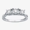 I Said Yes (h-i / I1) Womens 1/2 Ct. T.w. Lab Grown White Diamond Sterling Silver 3-stone Engagement Ring In Silver