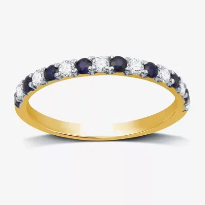 I Said Yes (h-i / I1) Womens 1/4 Ct. T.w. Lab Created Blue Sapphire Sterling Silver Wedding Band In Gold