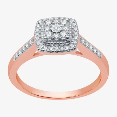 I Said Yes (h-i / I1) Womens 1/4 Ct. T.w. Lab Grown White Diamond 14k Rose Gold Over Silver Sterling Silver Hal In Metallic