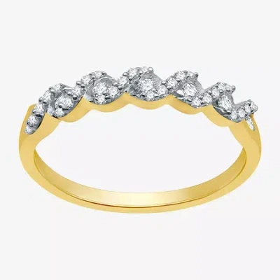 I Said Yes (h-i / I1) Womens 1/4 Ct. T.w. Lab Grown White Diamond Sterling Silver Anniversary Wedding Band In Brown