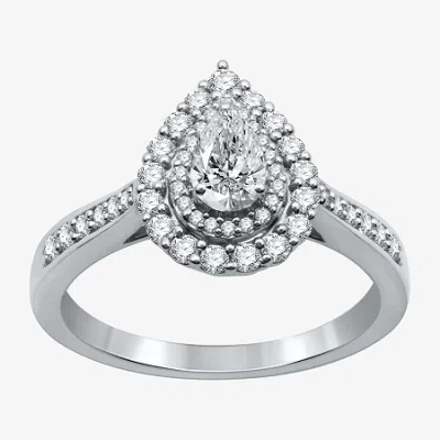 I Said Yes (h-i / I1) Womens 3/4 Ct. T.w. Lab Grown White Diamond Sterling Silver Or 14k Gold Over Silver Pear  In Metallic